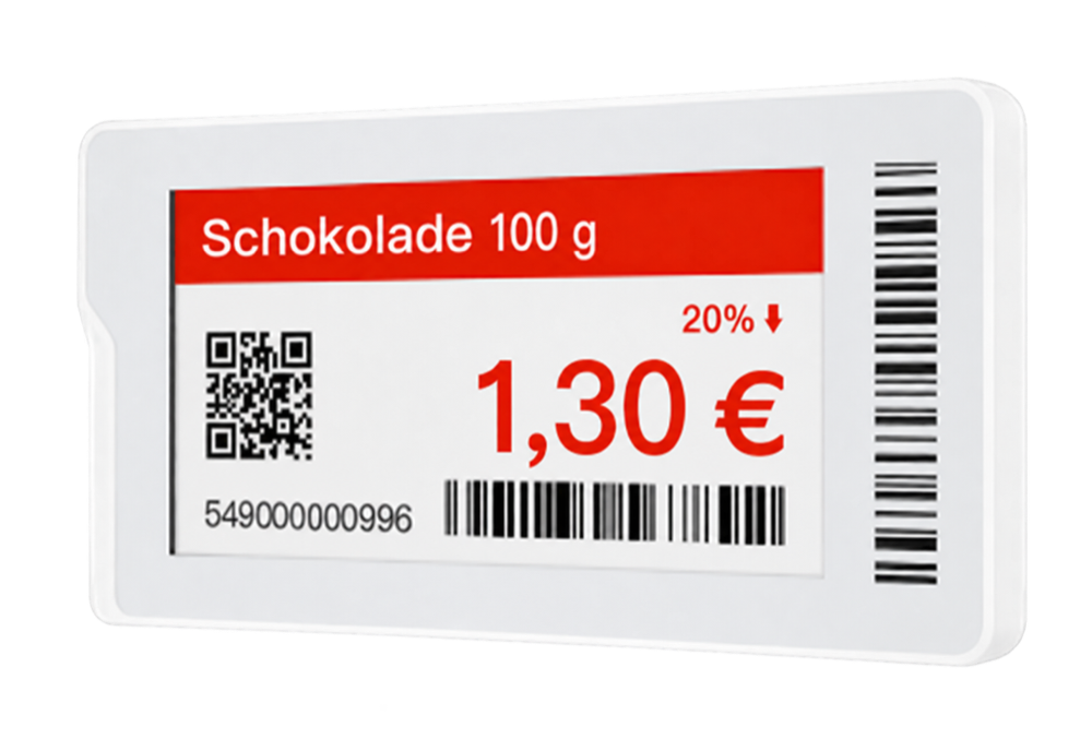 Elektronisches SUNMI Preisschild mit hervorgehobener Aktion